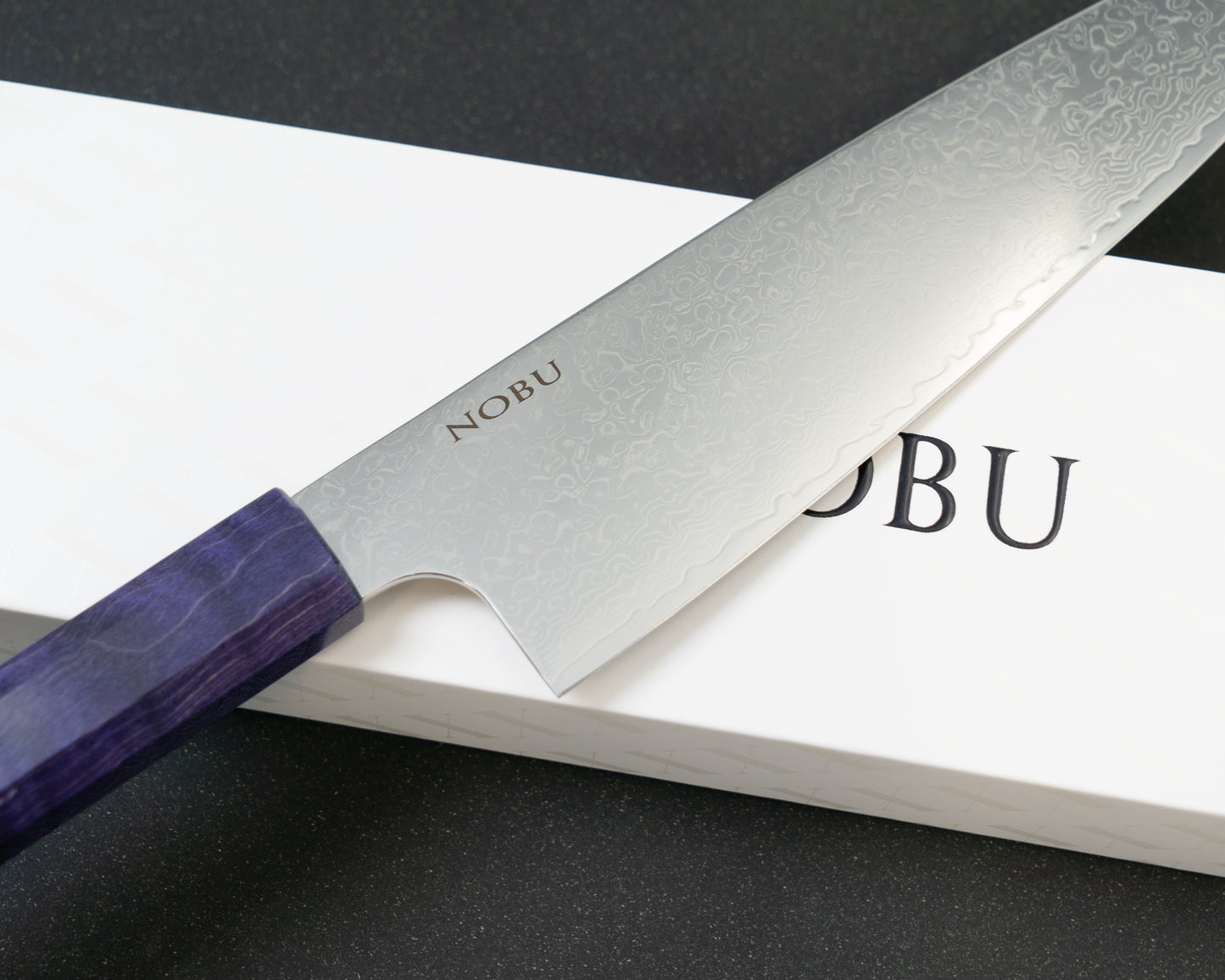 Ryky x Taku "Nobu" 220mm Damascus Chef Knife (Violet Handle)
