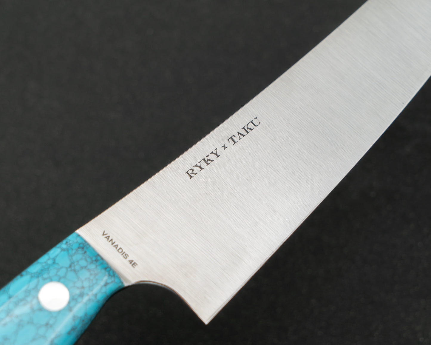 Ryky x Taku Vanadis 4E Steel 180mm Kiritsuke Gyuto with Turquoise Handle