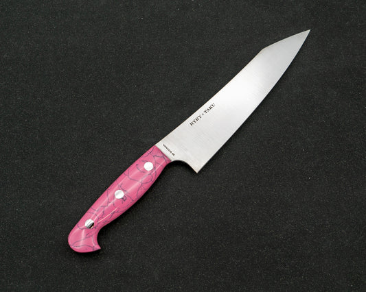 Ryky x Taku Vanadis 4E Steel 180mm Kiritsuke Gyuto with Pink Turquoise Handle