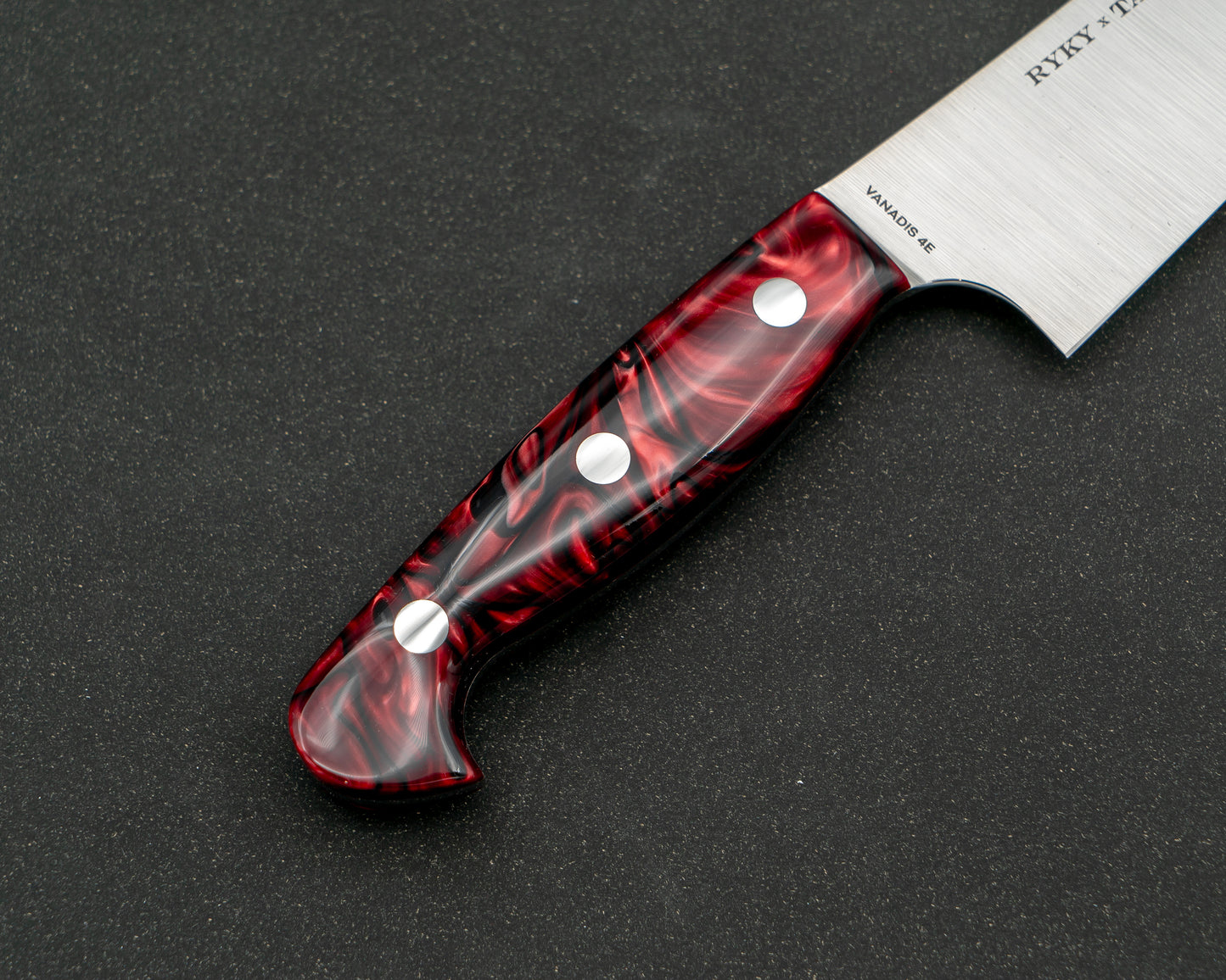 Ryky x Taku Vanadis 4E Steel 180mm Kiritsuke Gyuto with Kirinite True Blood Acrylic Handle